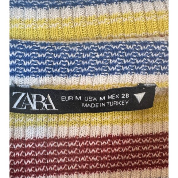 2/$25 ZARA Striped Medium Vintage Ribbed Knit V Neckline Polo Shirt - Picture 4 of 12